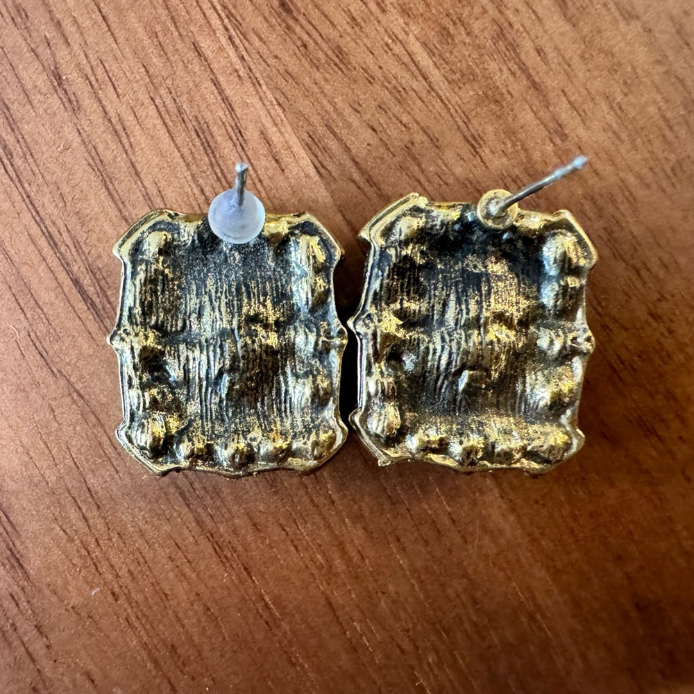 Vintage Red Gem Rectangular Earrings - image 8